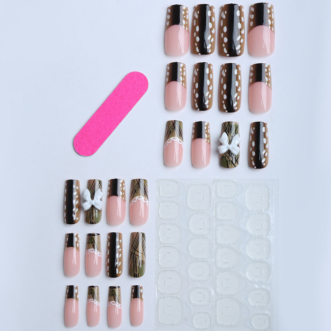 Artificial nails with elegant bow and pattern design Kalsten