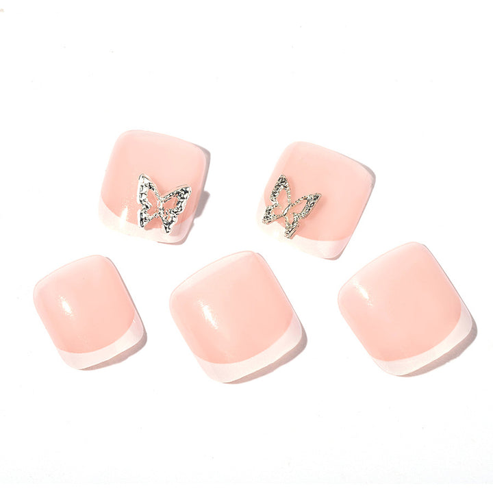 Elegant Decorative Press-On Nail Set with Butterfly Accents kalsten