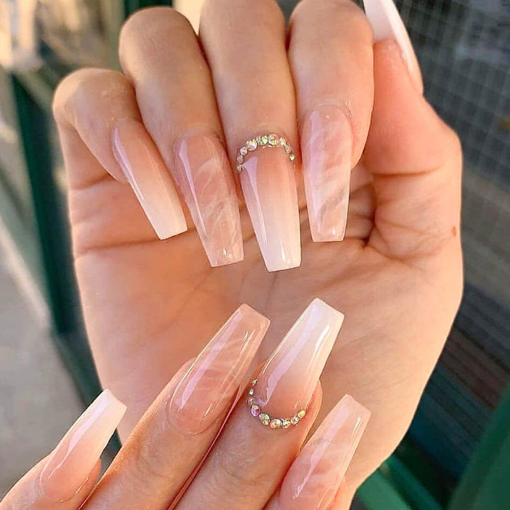 Artful Nail Tips with Glitter and Ombre Design Kalsten