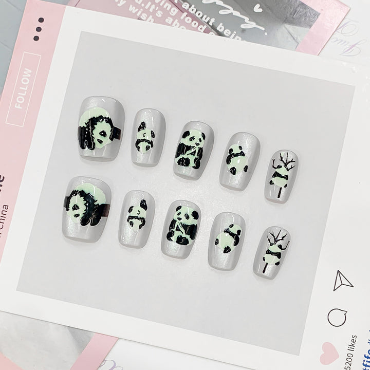 Artificial Nail Tips with Panda Design Kalsten