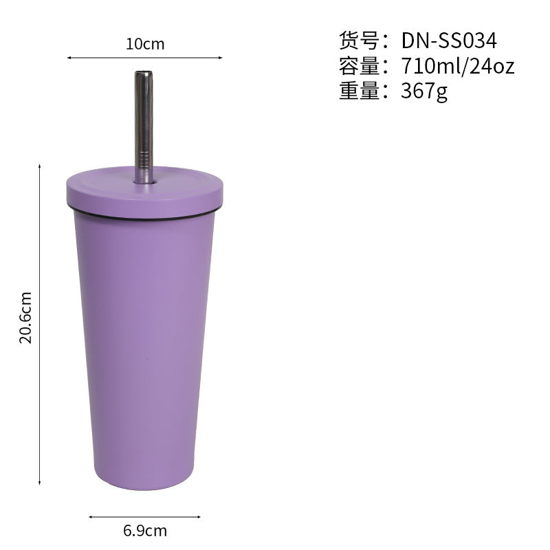 Women's High-Quality Insulated Drinking Bottle with Stainless Steel Straw Kalsten