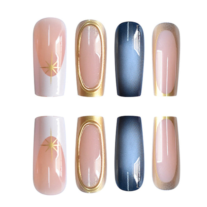Elegant Ombre Press-On Nail Set with Gold Accents Kalsten