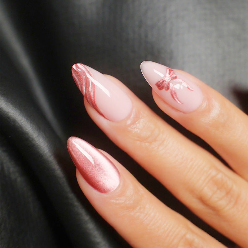 Decorative Stiletto Press-On Nails with Bow Accents Kalsten