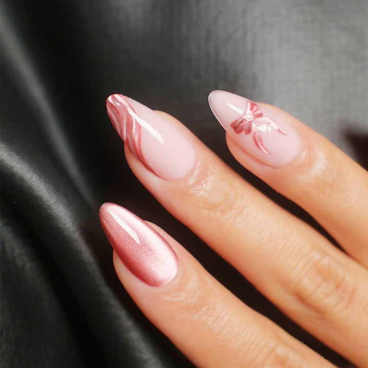 Decorative Stiletto Press-On Nails with Bow Accents Kalsten