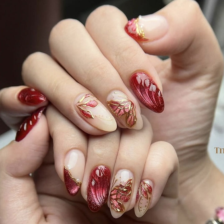 Acrylic nail set with glamorous 3D design and luxurious embellishments Kalsten