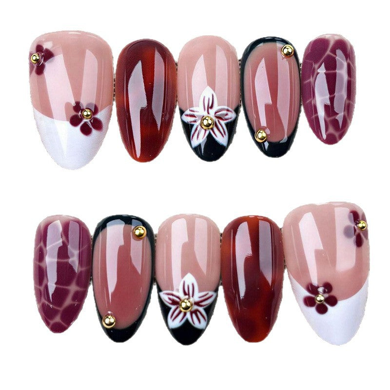 Elegant Floral Patterned Press-On Nail Art Kalsten