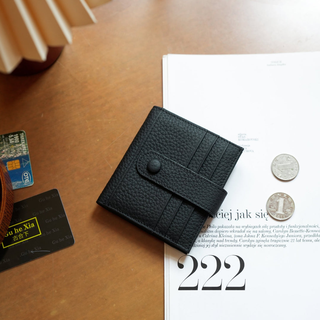 RFID-Blocking Compact Leather Wallet