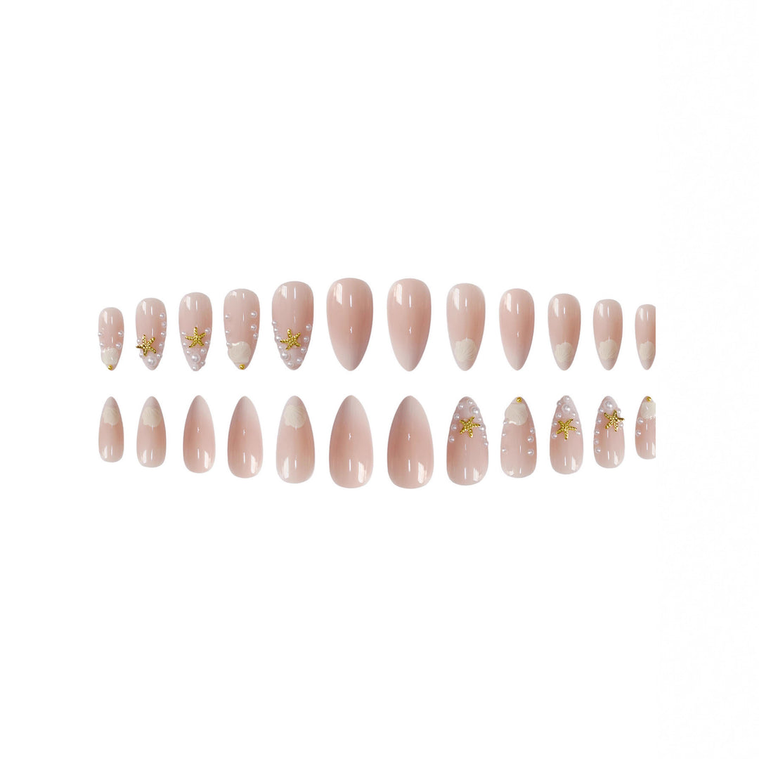Artistic Shell-Inspired Press-On Nail Art Kalsten