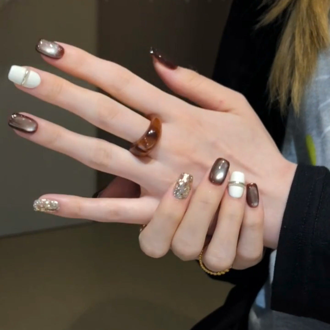 Artificial nails with elegant glitter pattern Kalsten