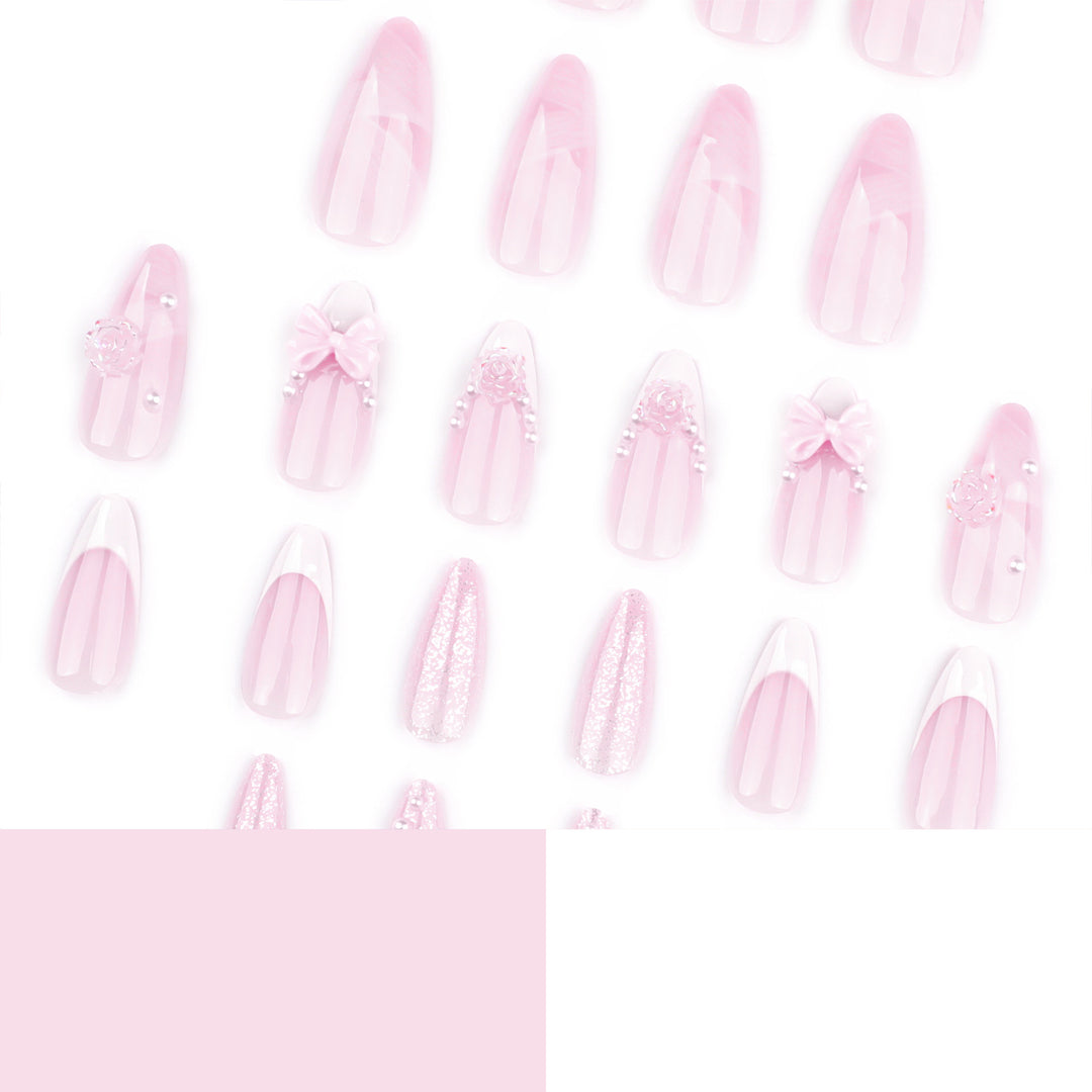 Artistic nail extensions with floral decorations and glitter accents Kalsten