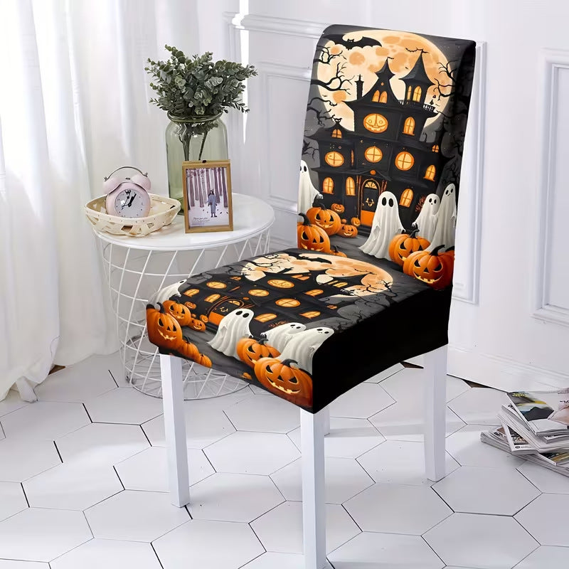 Premium Stretch Chair Cover for Dining Chairs with Victorian Skeleton and Rose Print