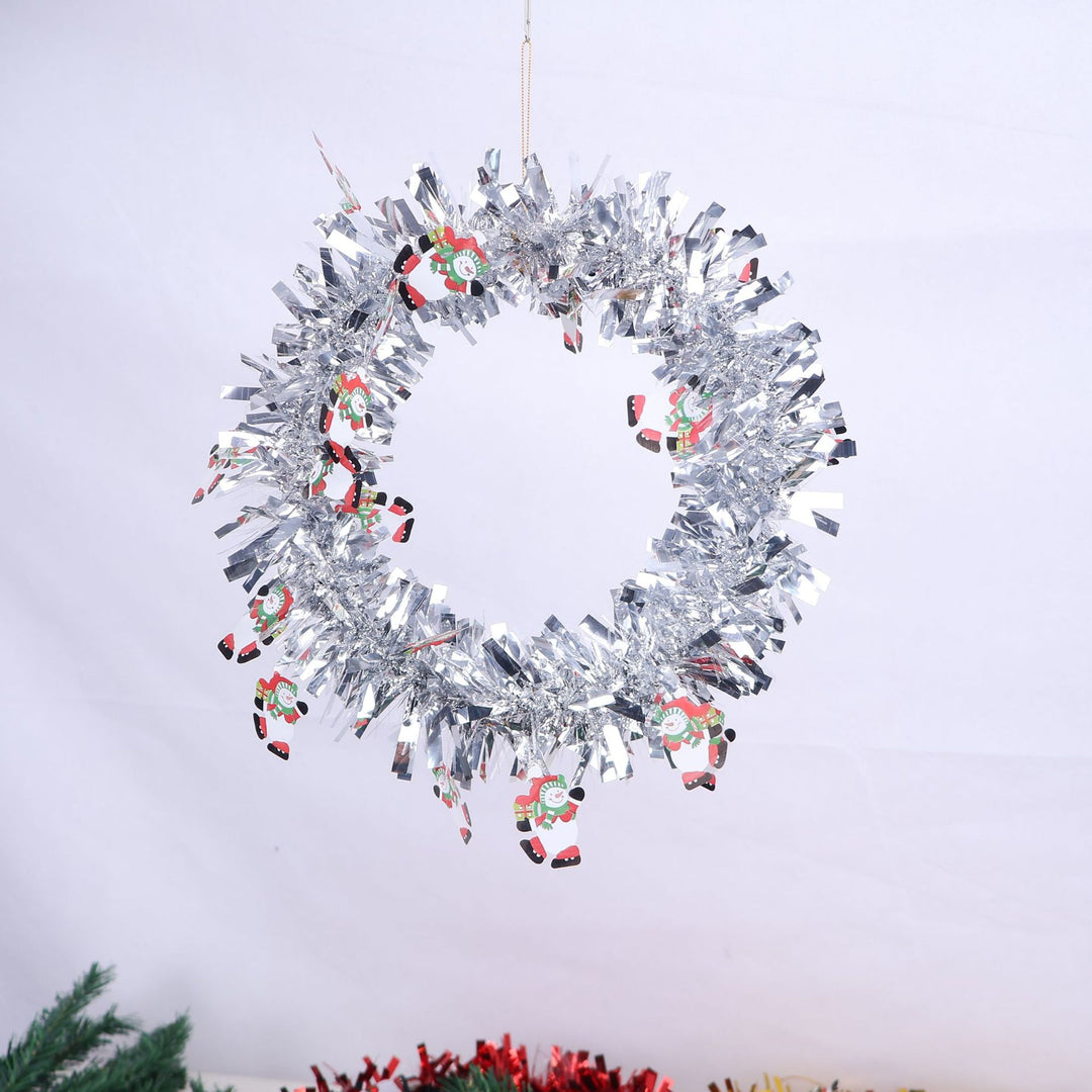 Shiny Christmas wreath with festive designs