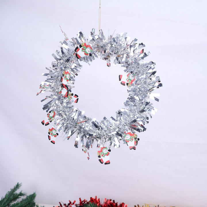 Shiny Christmas wreath with festive designs