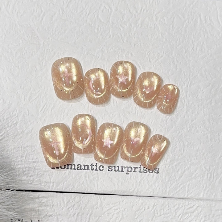 Shiny artificial nail tips with romantic shimmer Kalsten