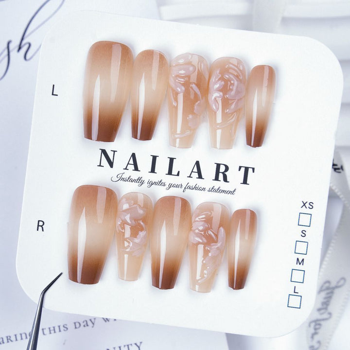 Artistic Press-On Nail Set with Cute Character Designs Kalsten