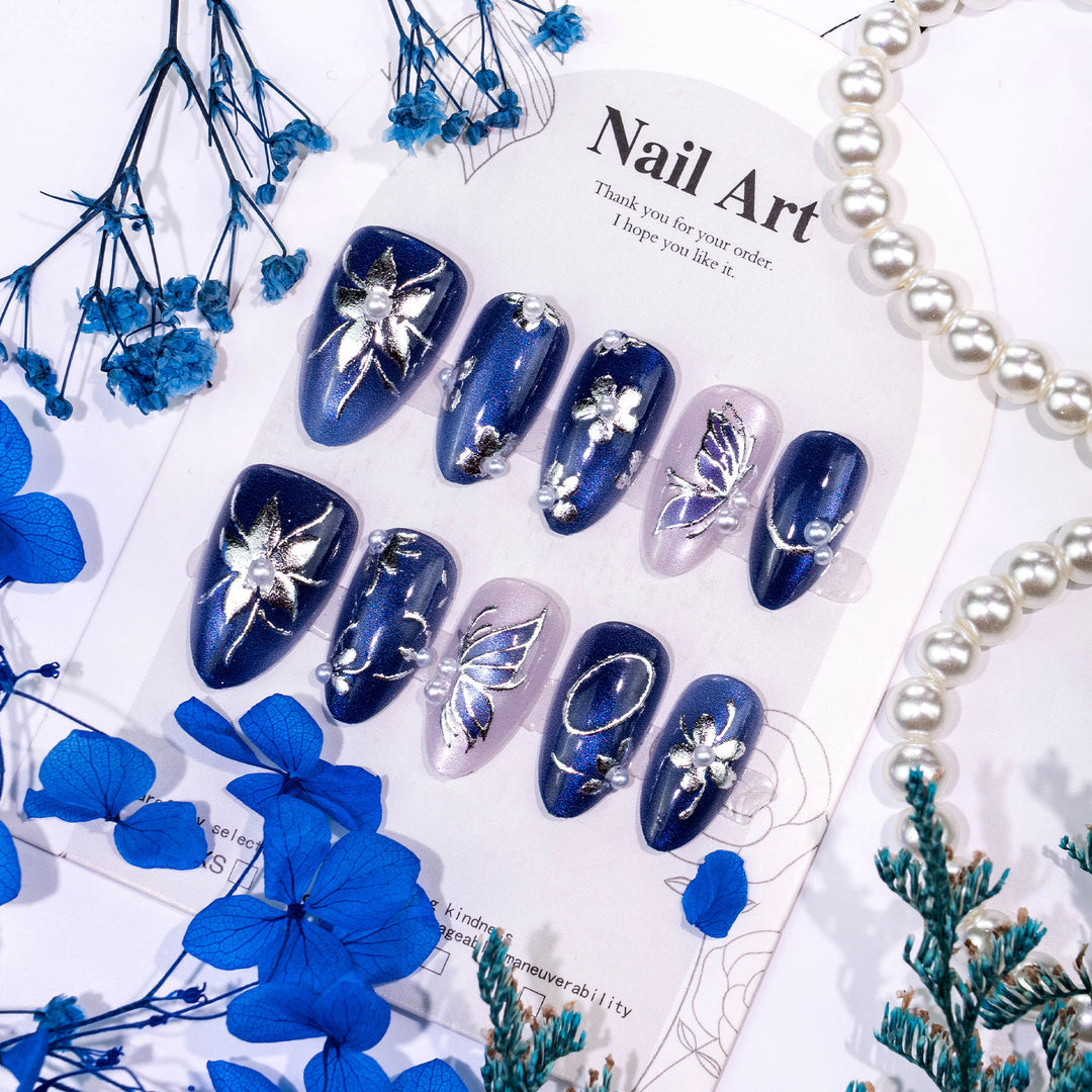 Decorative Floral Hinged Press-On Nail Set