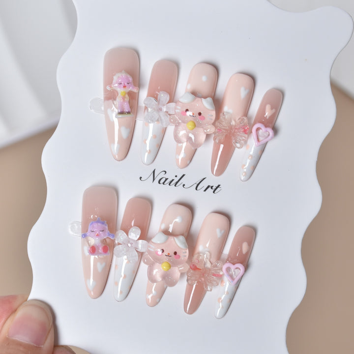 Whimsical 3D Character-Themed Press-On Nail Set Kalsten
