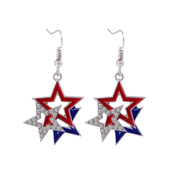 Women's star-shaped enamel earrings with USA flag motif and gold-plated fish Kalsten