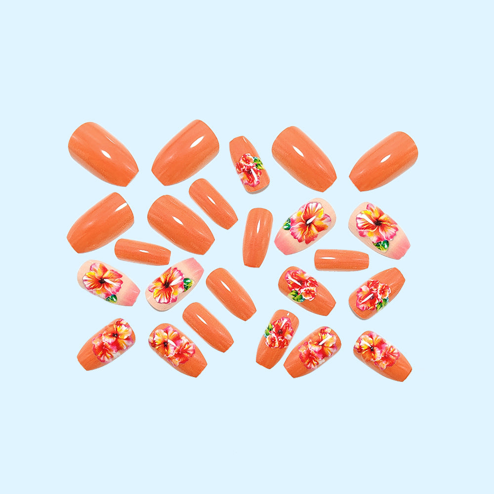 Shiny artificial nails with floral design Kalsten