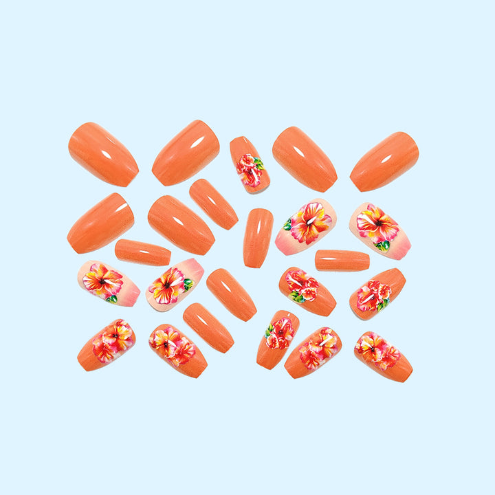 Shiny artificial nails with floral design Kalsten