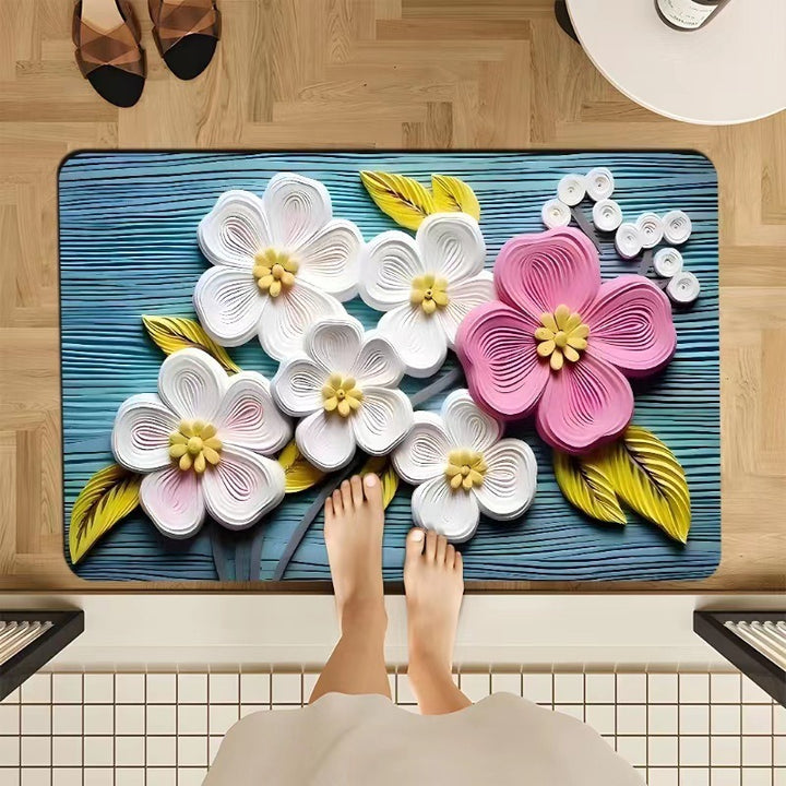Luxurious Floral Design Bath Mat