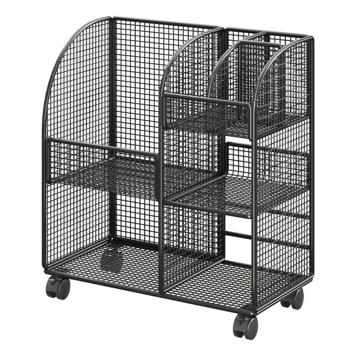Modular Ventilated Mesh Pantry Trolley with Divided Shelves and Smooth Locking Casters