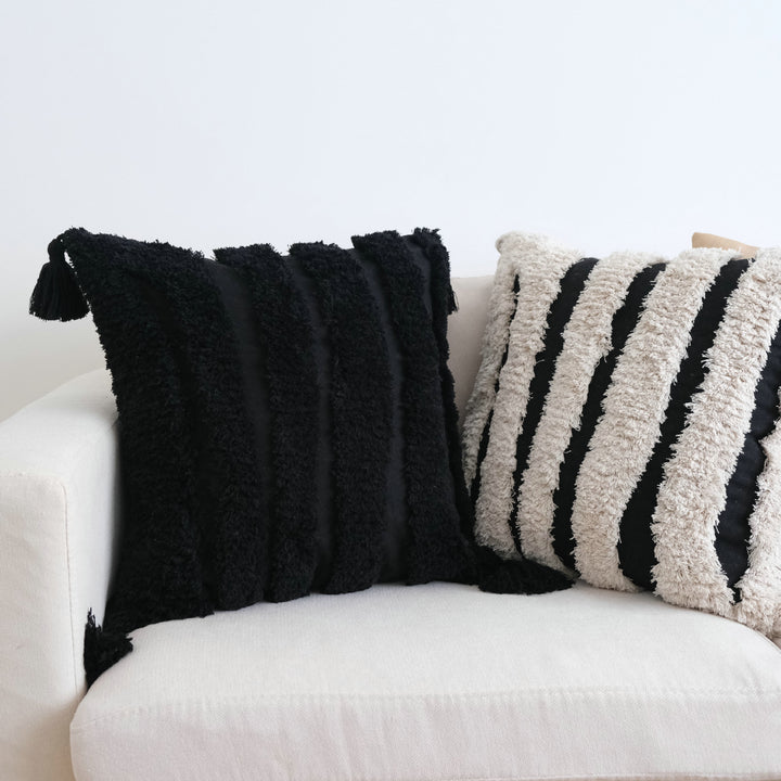 Textured Fringe Accent Cushion for Home Decor