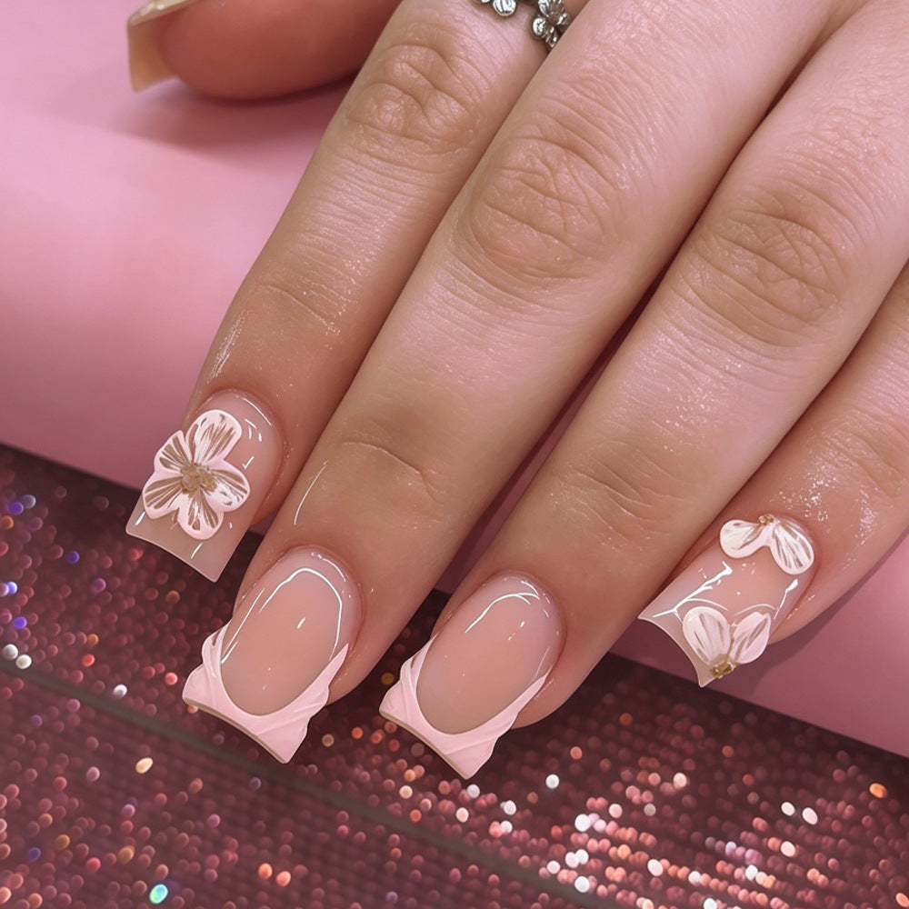 Elegant Floral Nail Extensions Kalsten