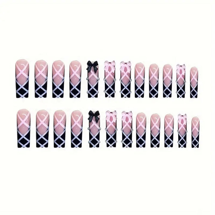 Artistic Bow-Embellished Press-On Nails Kalsten