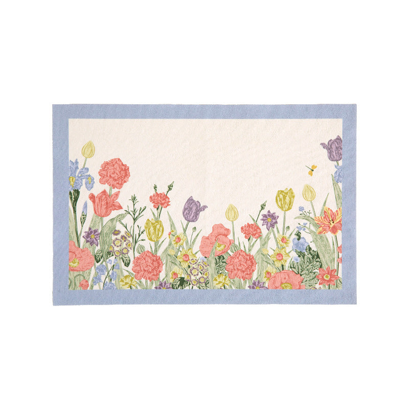 Printed rectangular placemat made of cotton blend with floral illustration print and contrast border Kalsten