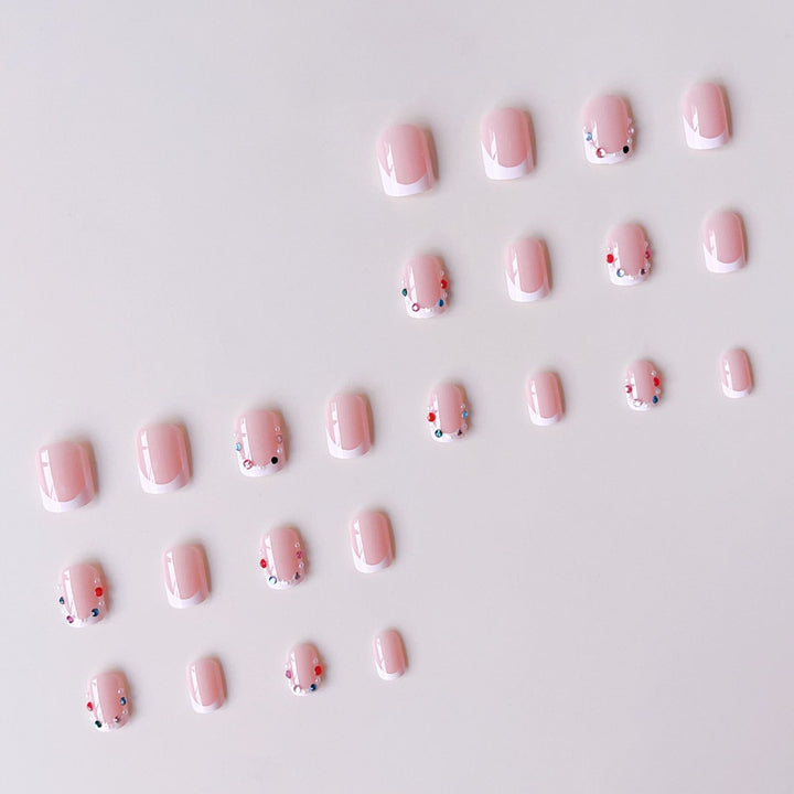 Nail art set with elegant rhinestone decorations and fashionable French design Kalsten