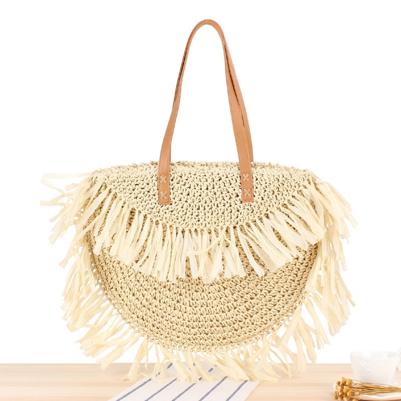 Trendy Straw Bag with Fringed Design Kalsten