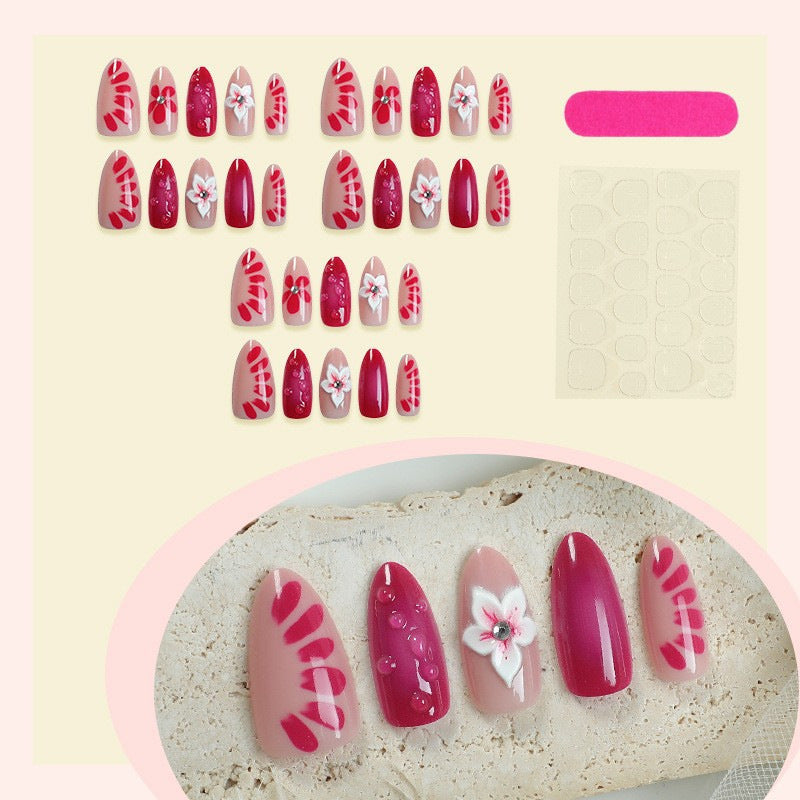 Floral Art Press-On Nail Set with 3D Accents Kalsten