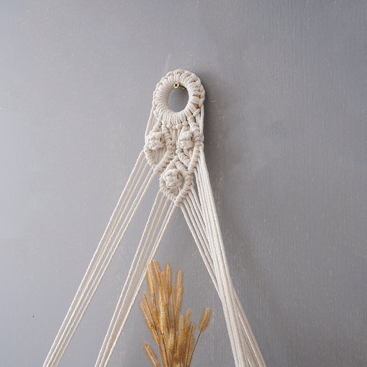Macramé Floating Shelf with Natural Wooden Accents Kalsten