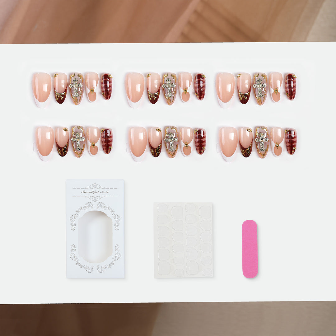 Artificial nails with elegant glitter and jewelry details Kalsten