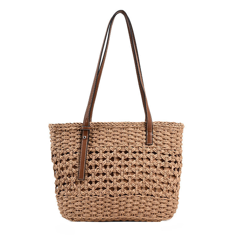 Handbag Made of Natural Macrame with Vegan Leather Handles Kalsten