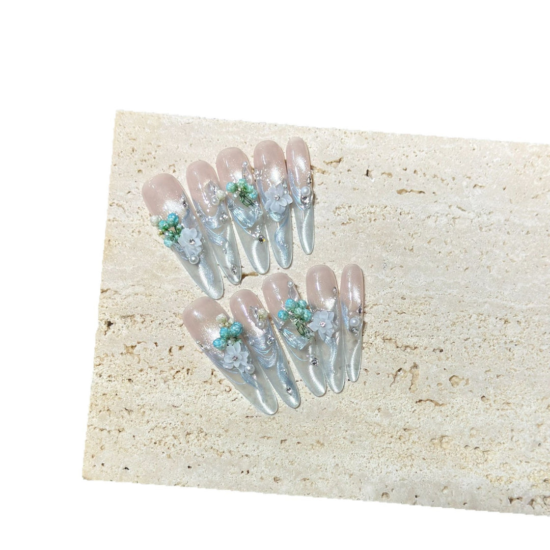Elegant Floral Stiletto Nail Art Kalsten