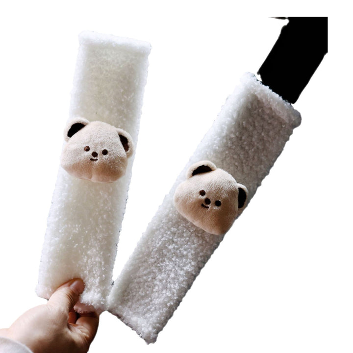Plush Seat Belt Shoulder Pad Cover with Cute Teddy Applique