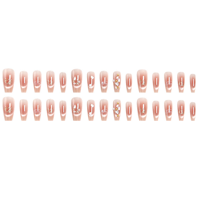 Artificial nail set with elegant glitter and flower decorations Kalsten