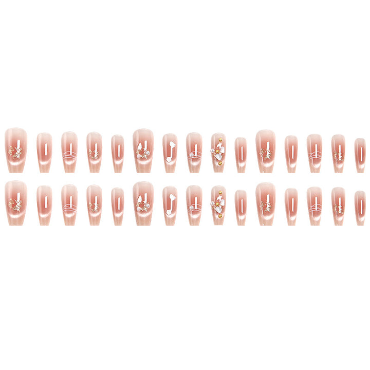 Artificial nail set with elegant glitter and flower decorations Kalsten
