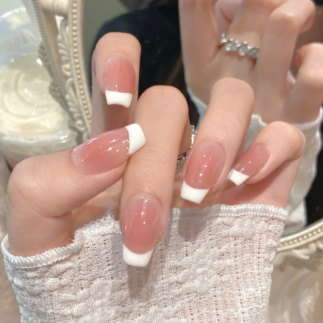 Elegant French Tip Press-On Nail Design Kalsten