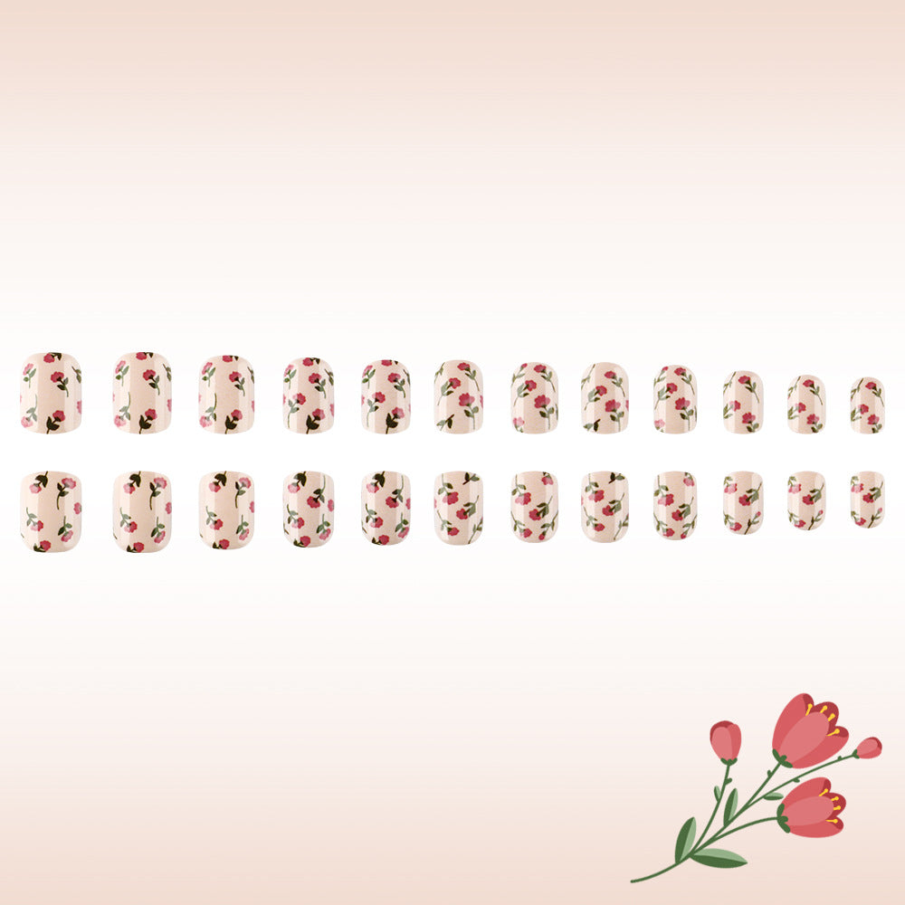 Floral Print Press-On Nail Art Kalsten