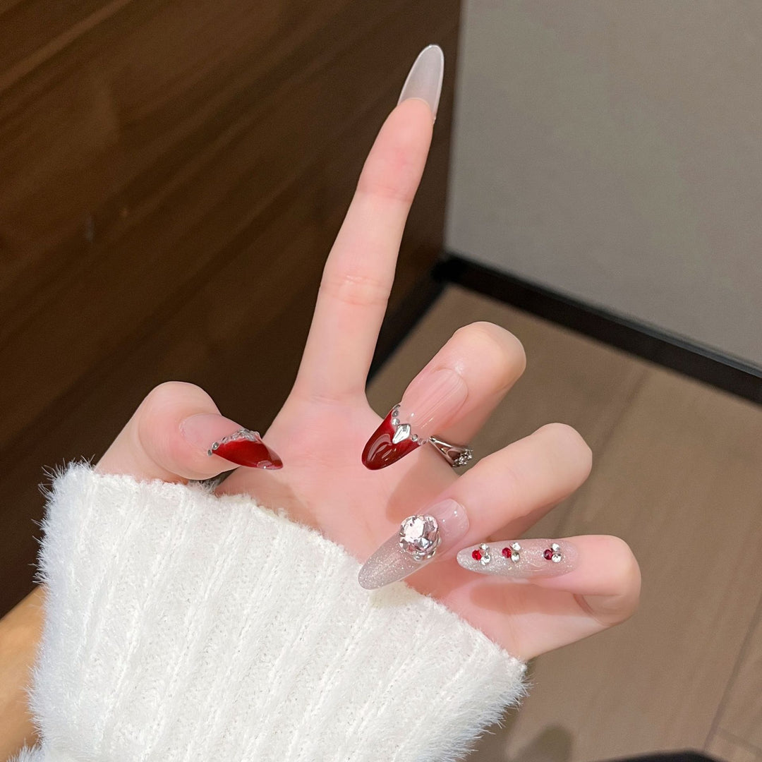 Glamorous Crystal-Studded Stiletto Press-On Nails Kalsten