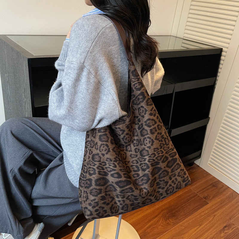 Suede Leopard Print Hobo Bag Kalsten