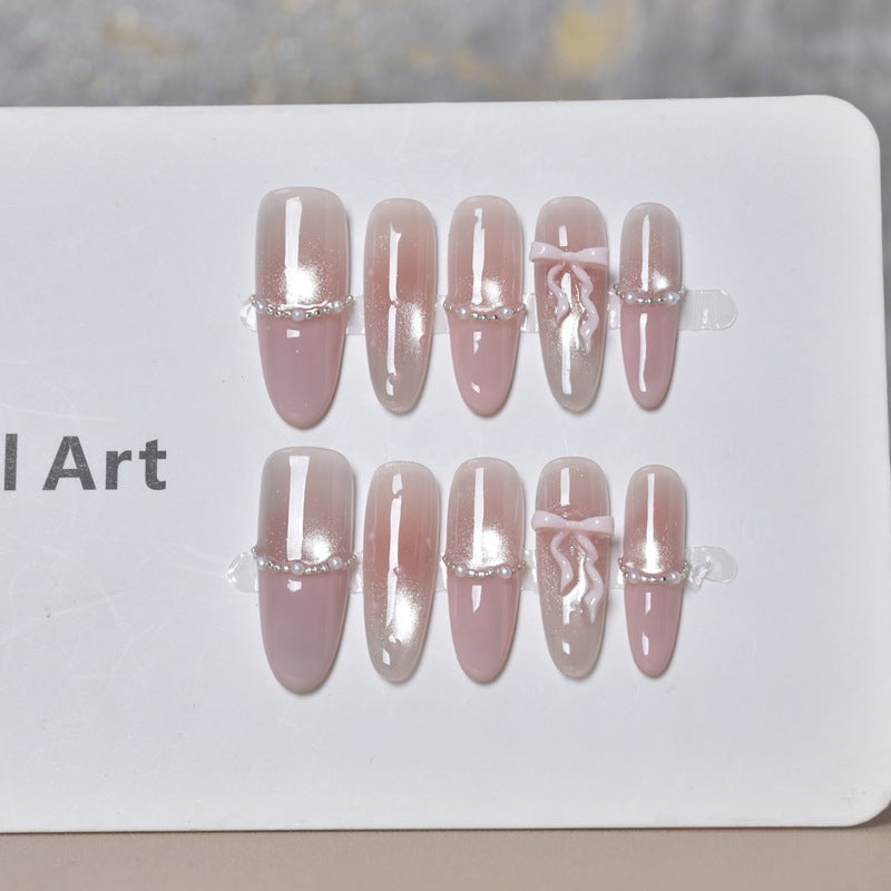 Elegant Long Press-On Nails with Decorative Accents Kalsten