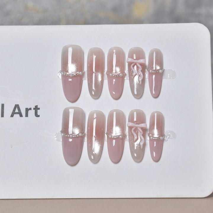 Elegant Long Press-On Nails with Decorative Accents Kalsten