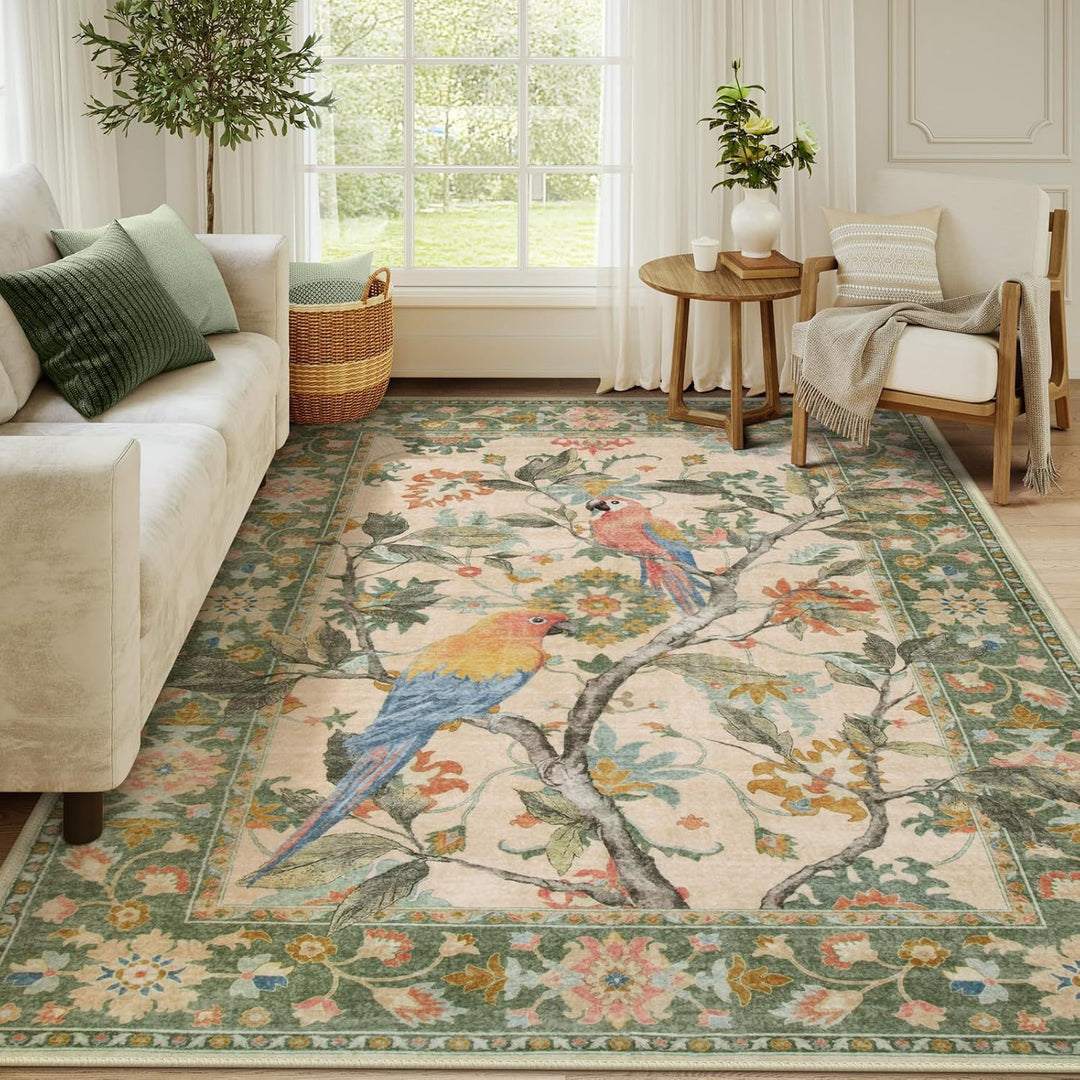 Ornate Bird Design Area Rug
