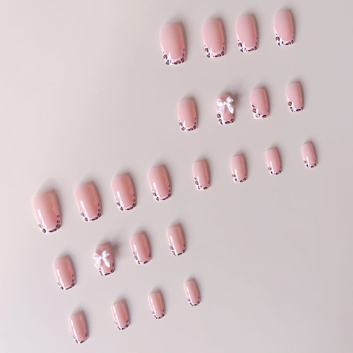 Artificial nails with leopard pattern and bows Kalsten