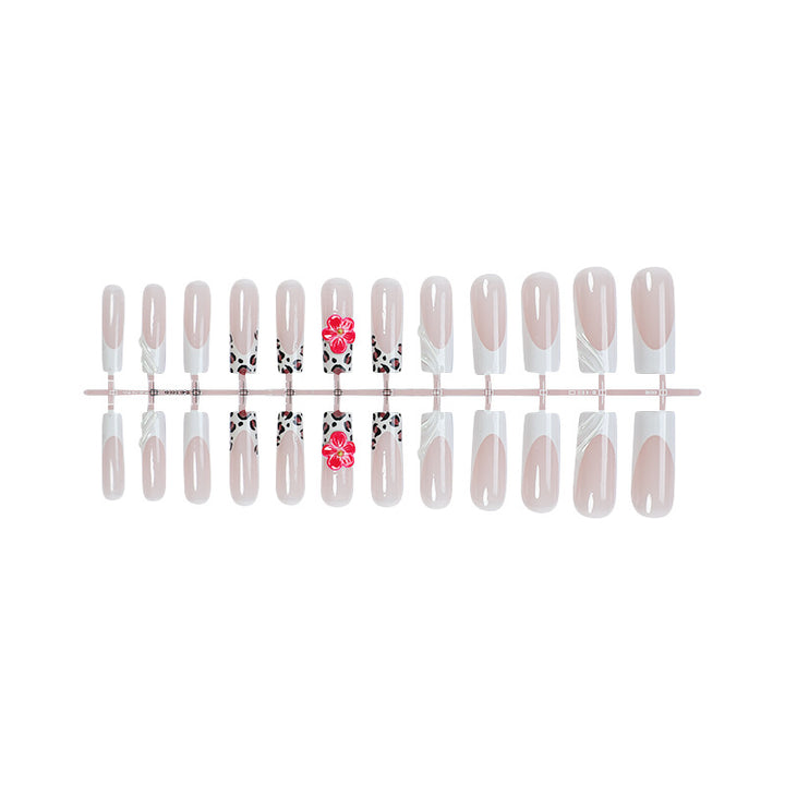Artistic Press-On Nail Set with Floral and Abstract Designs kalsten