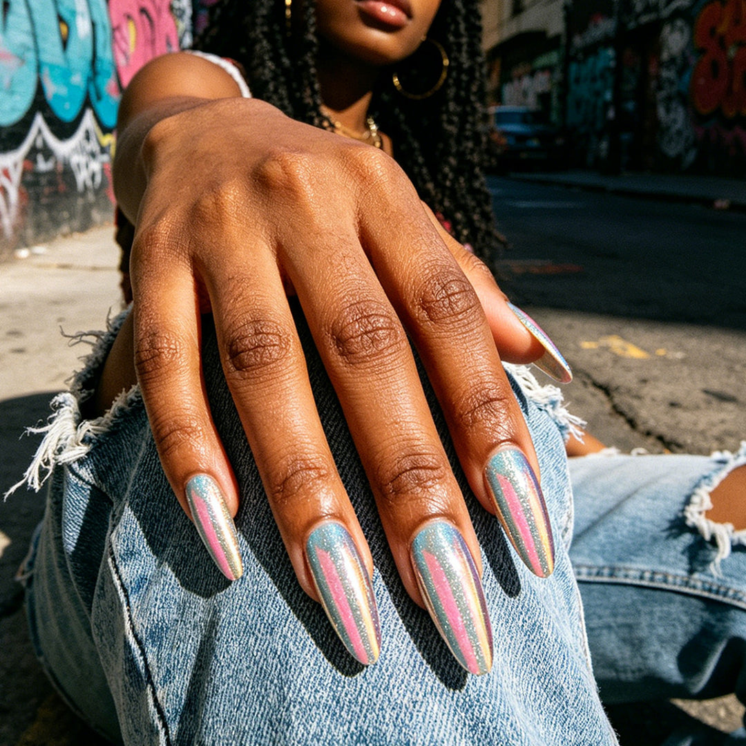 Glamorous Stiletto Press-On Nails with Iridescent Finish Kalsten